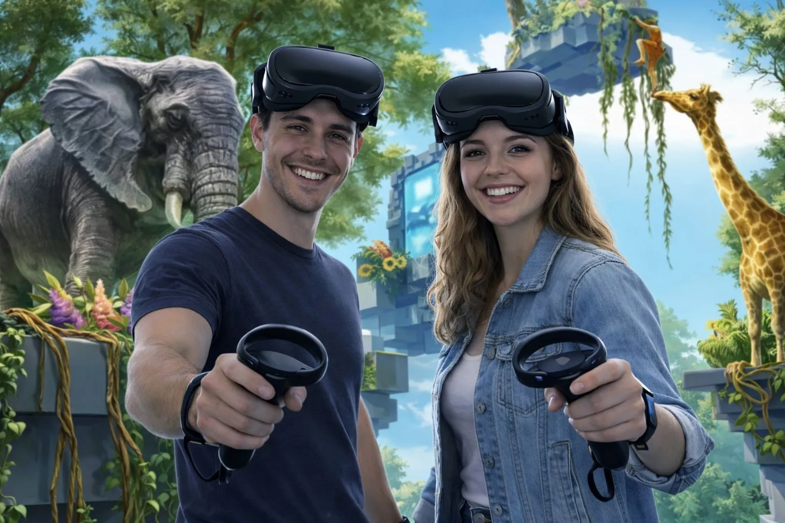 Spieler mit VR-Brillen mitten im Spiel